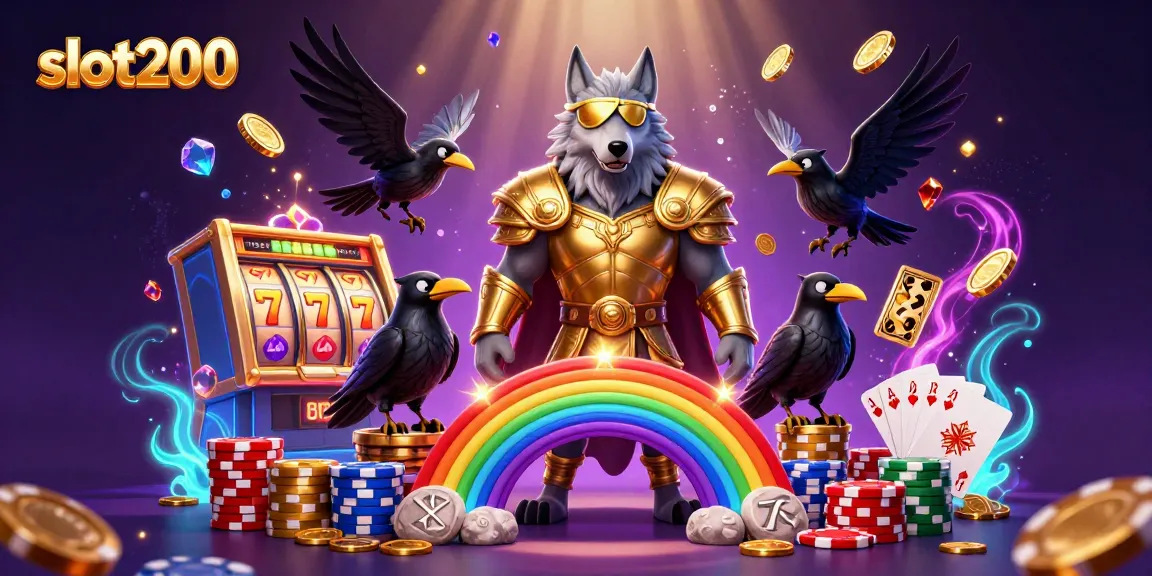 Mainkan slot200 dengan Odin, serangkaian simbol keberuntungan dan chips kasino yang berkilauan.