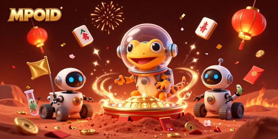 Winning strategies with MPOID featuring a Martian gecko exploring a golden casino on Mars