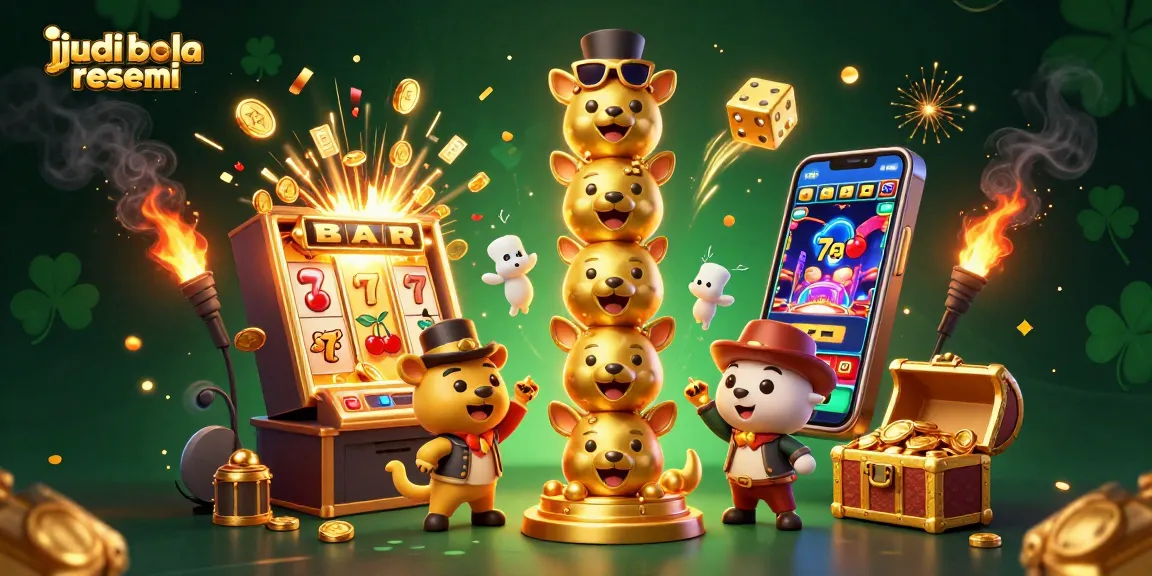 Experience thrills with judi bola resmi featuring a vibrant casino scene filled with lively characters and symbols.