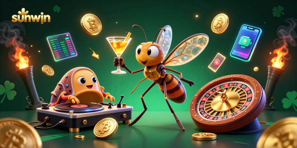Engage in thrilling games at sunwin, where a cartoon mosquito mascot and trilobite DJ set the scene.