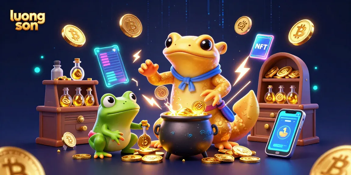 Experience the enchanting atmosphere of luong son with a giant alchemist turning metals into coins in a vibrant 3D scene.